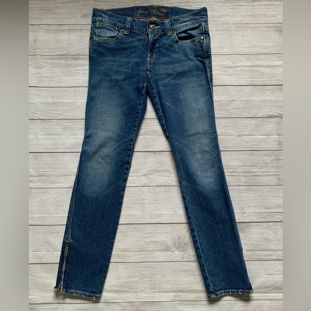 Y2K Old Navy Special Edition Vintage Denim Blue Skinny Jeans Zipper Ankle - Picture 2 of 11